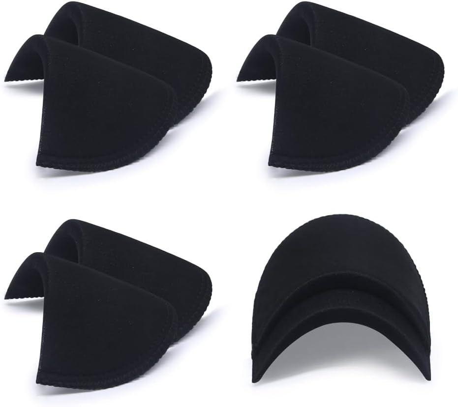 4 Pairs Black Covered Set-In Shoulder Pads Sewing Foam Pads for Blazer Suit Coat