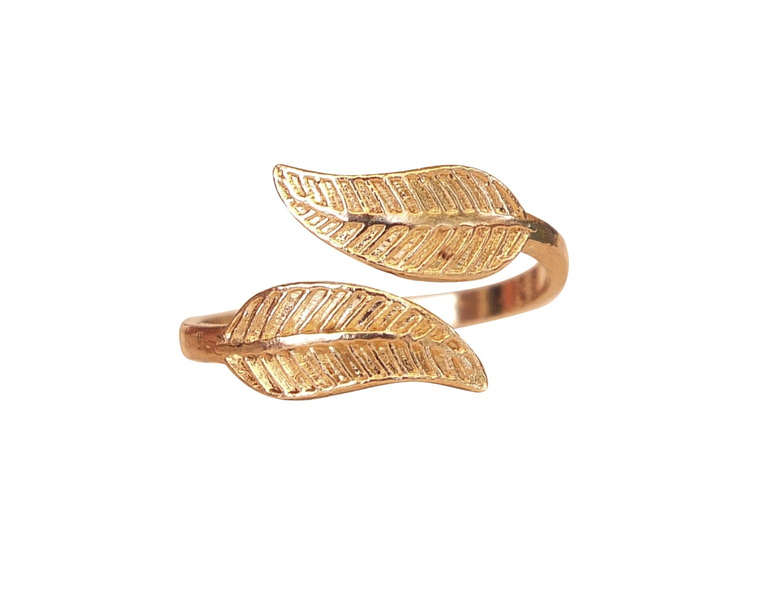 Handmade Gold Leaf Wrap Adjustable Toe Ring, Yellow Gold Plated over Sterling...
