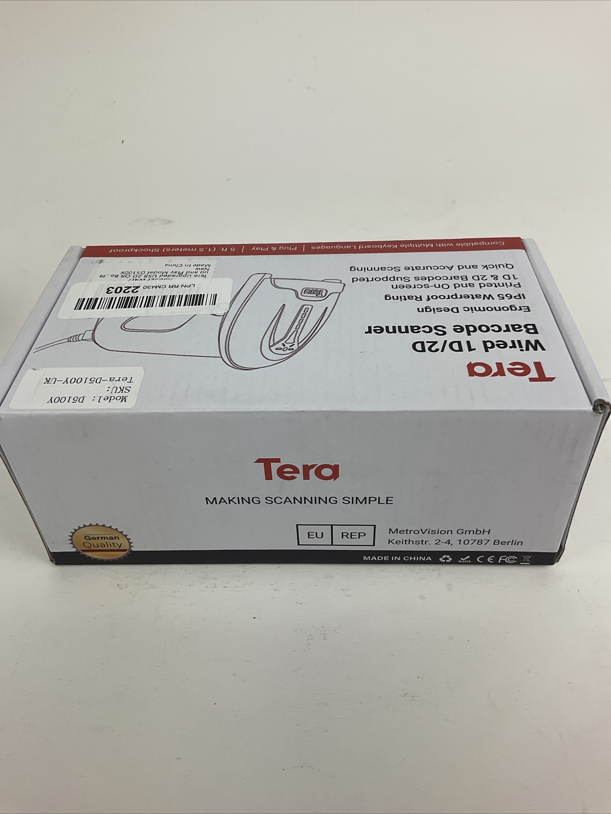 Tera D5100Y Wired 1D 2D Barcode Scanner Open Box