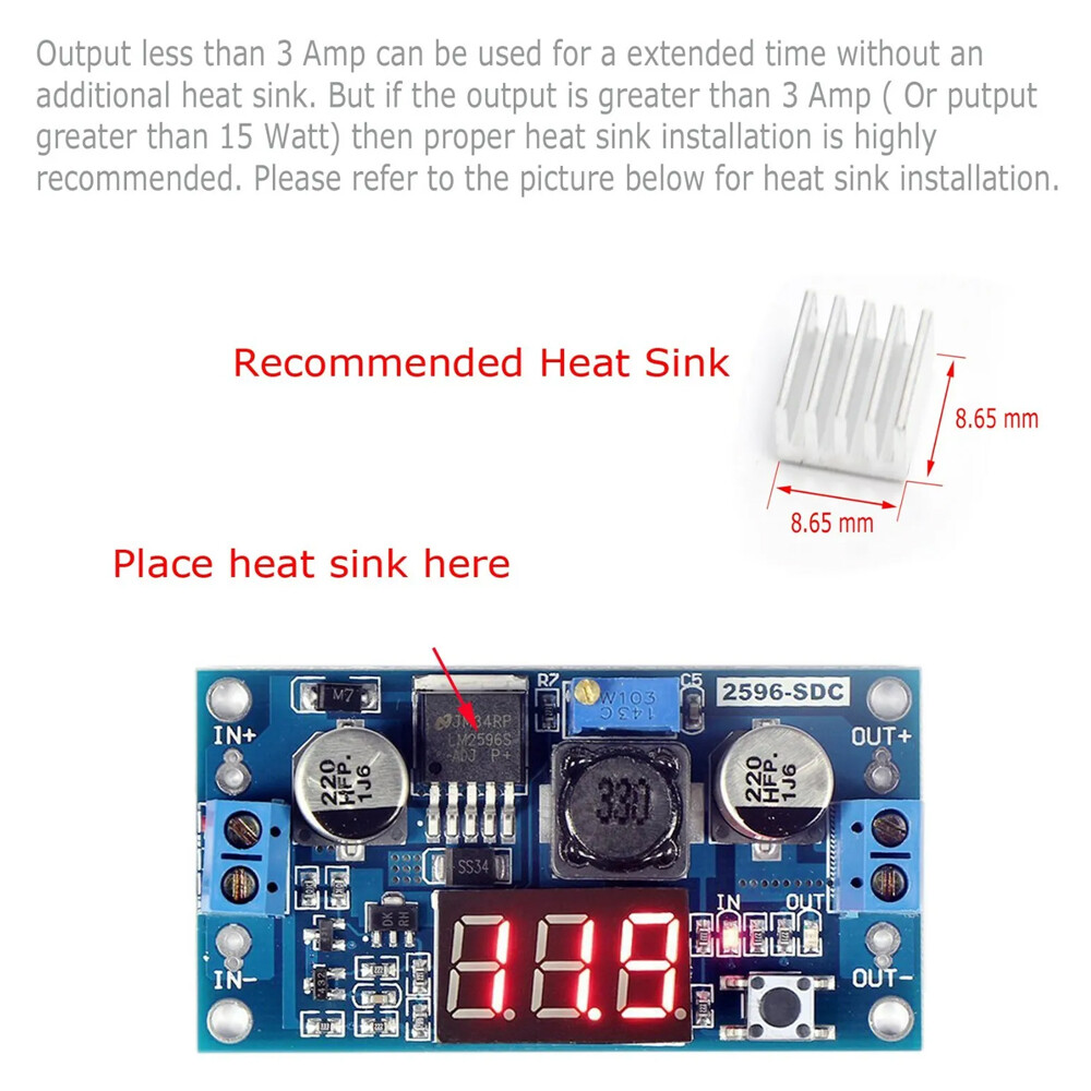 5PCS LM2596S DC-DC 3A Buck Adjustable Step-down Power Supply Converter Module