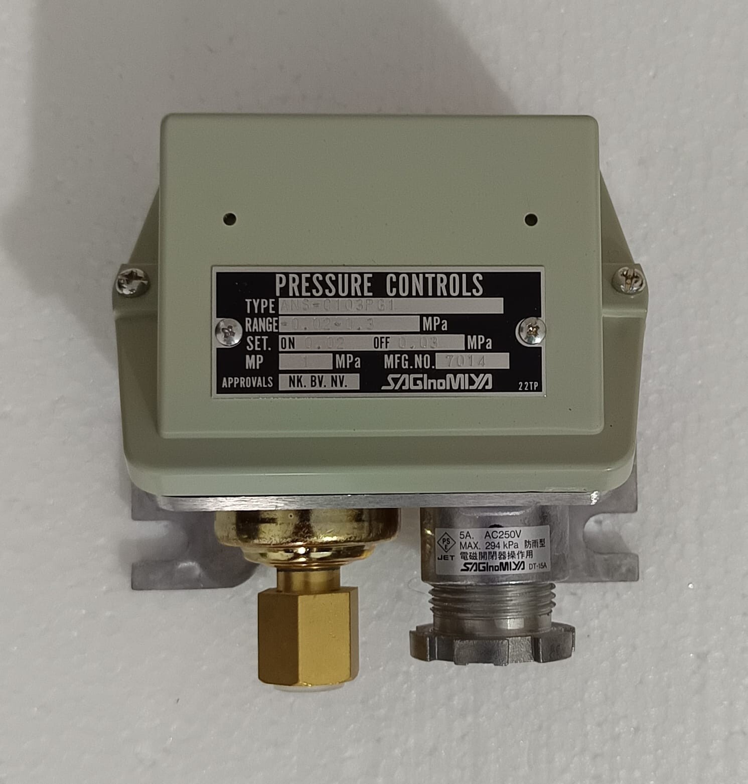 SAGINOMIYA ANS-C103PG1 PRESSURE CONTROLS