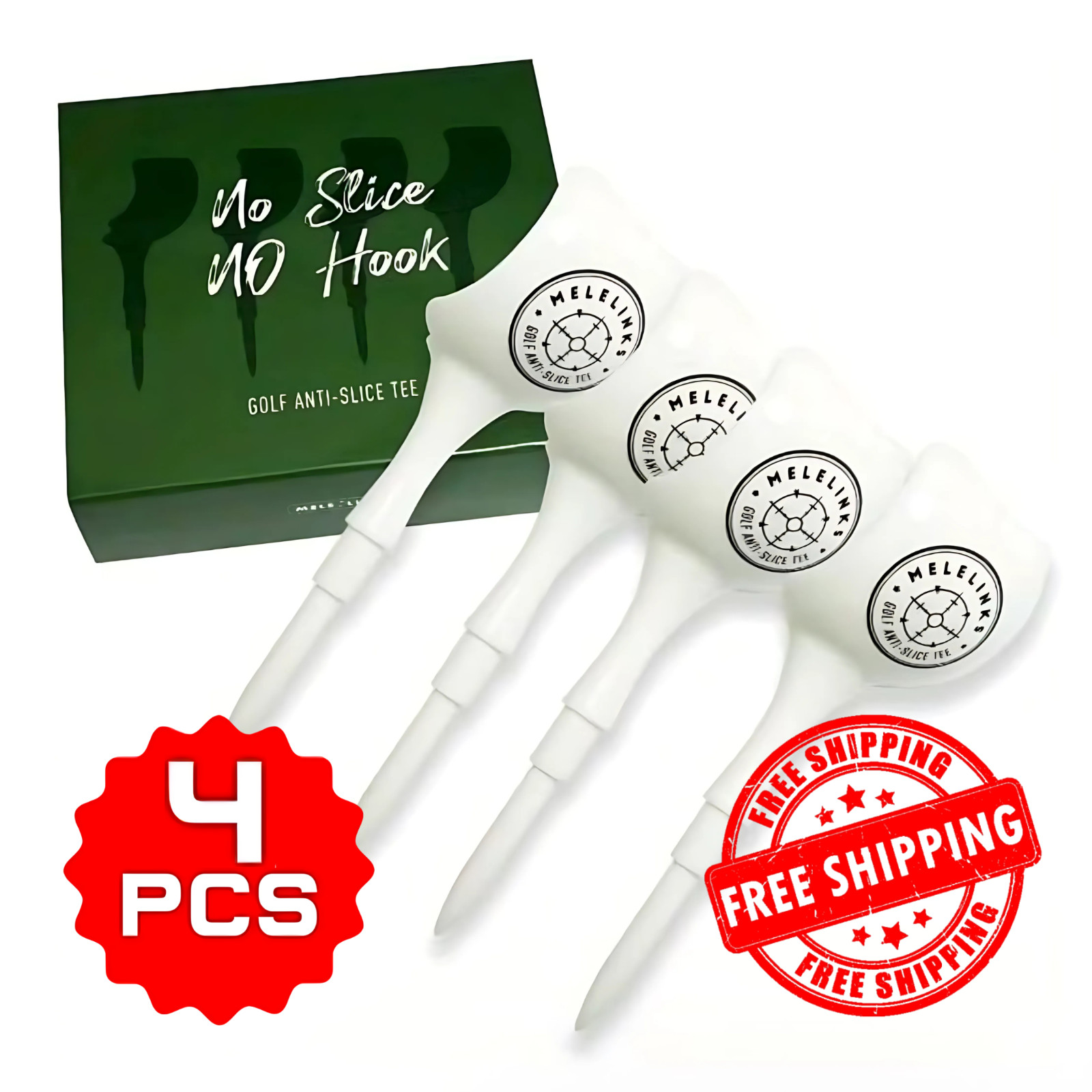 4-Pack Petal-Design Anti-Slice Plastic Golf Tees, Boxed Gift Set