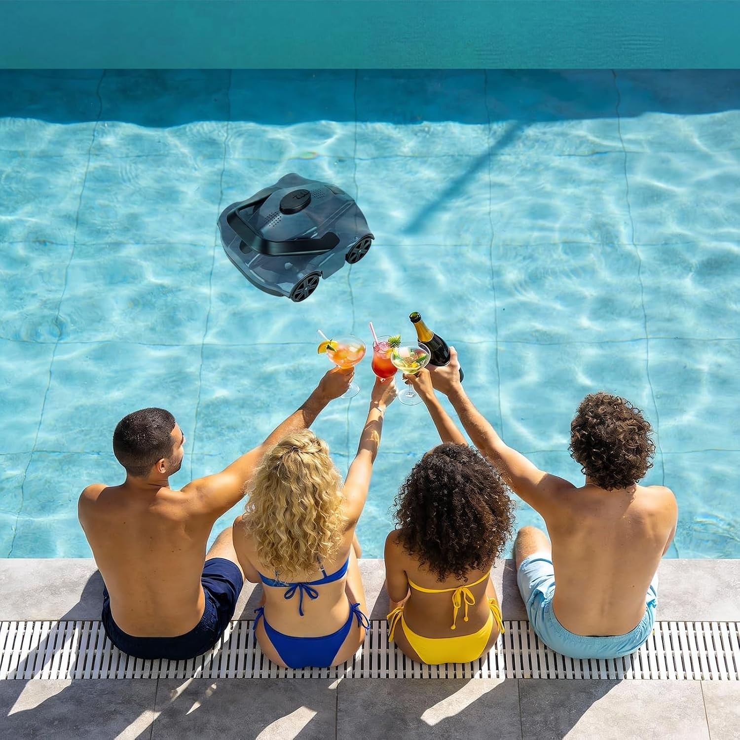 GRAVEE Cordless Robotic Pool Cleaner 130Mins Runtime Vacuum Inground Pools