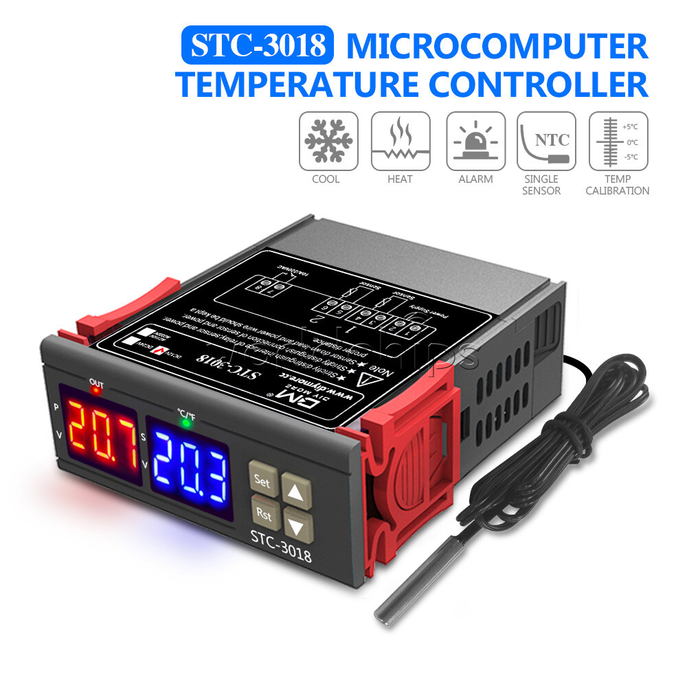 STC-3018 DC 12V Dual LED Display Temperature Controller Sensor Probe Thermostat