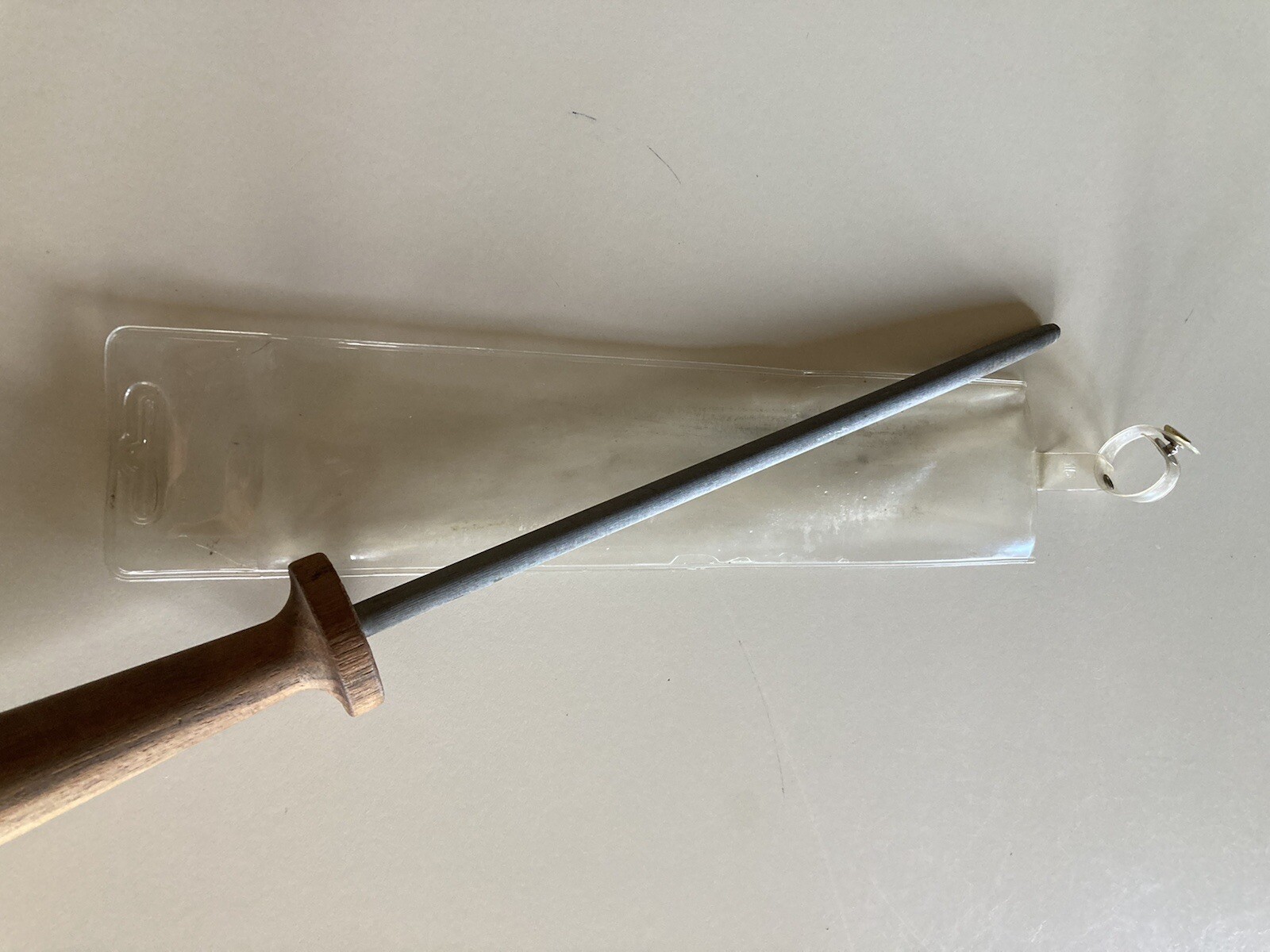Vintage  10" Knife Sharpening Steel Rod Walnut Wood Handle