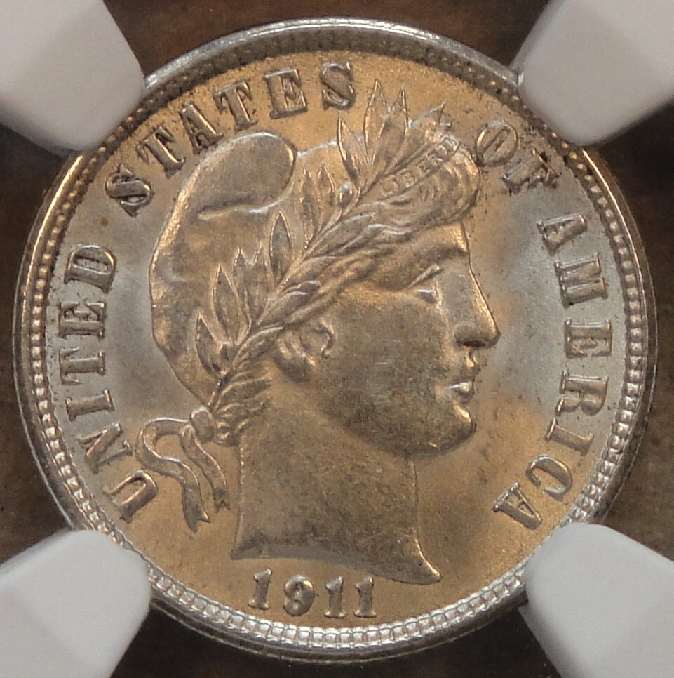 1911 Barber Dime 10c NGC Certified MS62 All But White Unlike Pictures