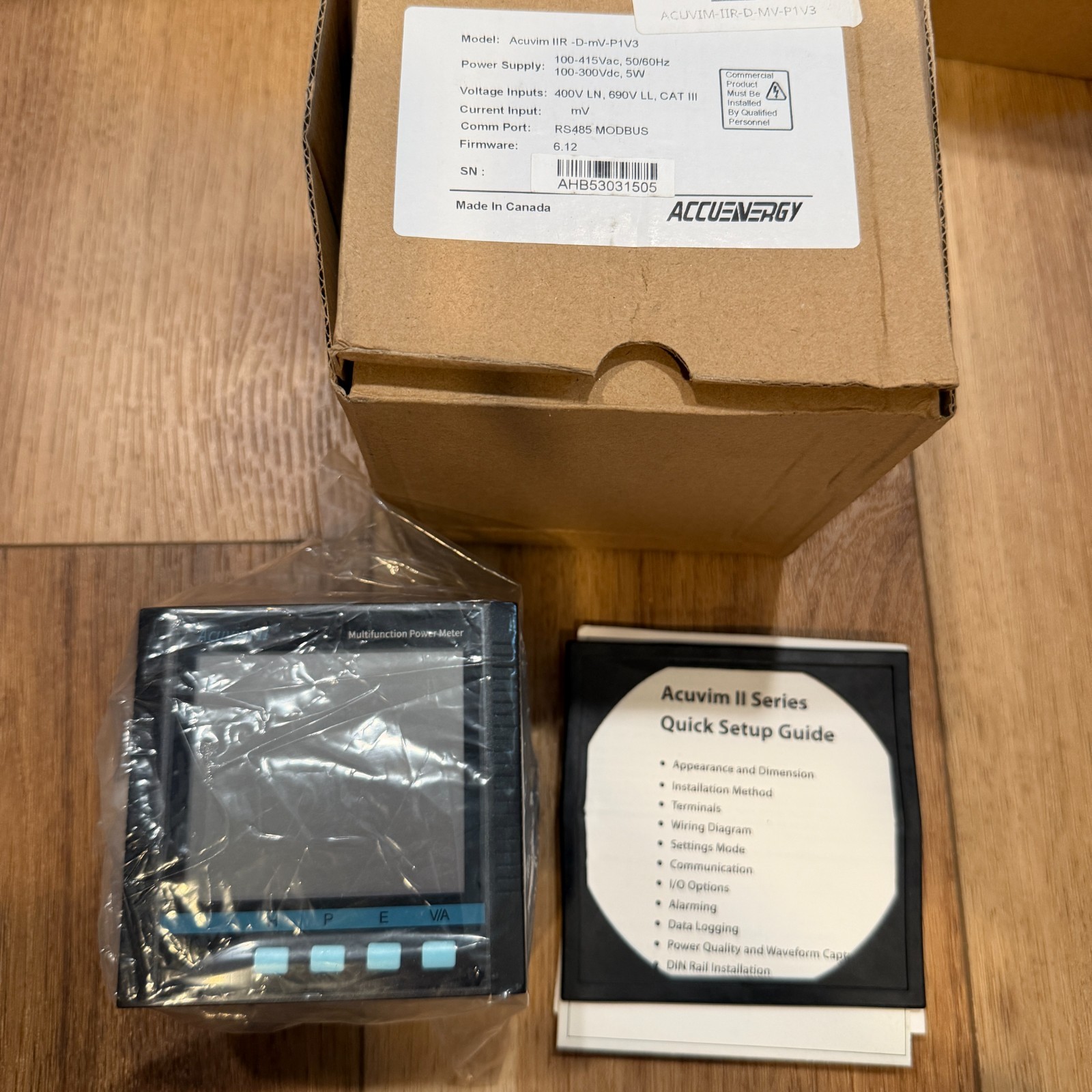 Acuvim IIR-D-mV-P1V3 Panel Mount Advanced Power & Energy Meter with LCD Display