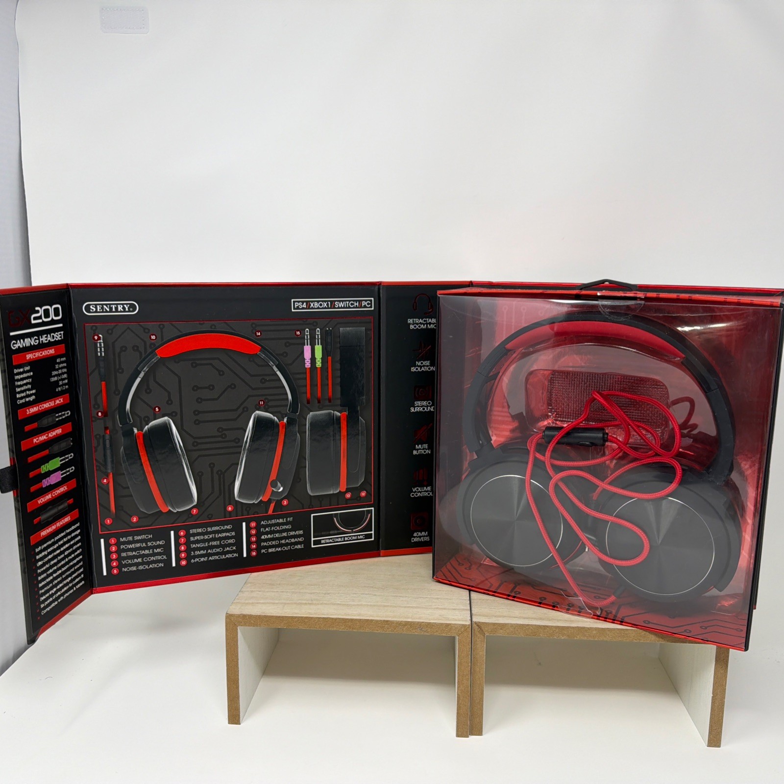 Sentry GX200 Red Gaming Headset PS4/XBOX One/Switch/PC