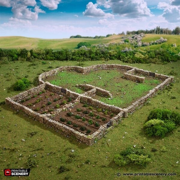 Country Low Walls Defensive FDM 3D Printed Tabletop Terrain Game DND (28mm)
