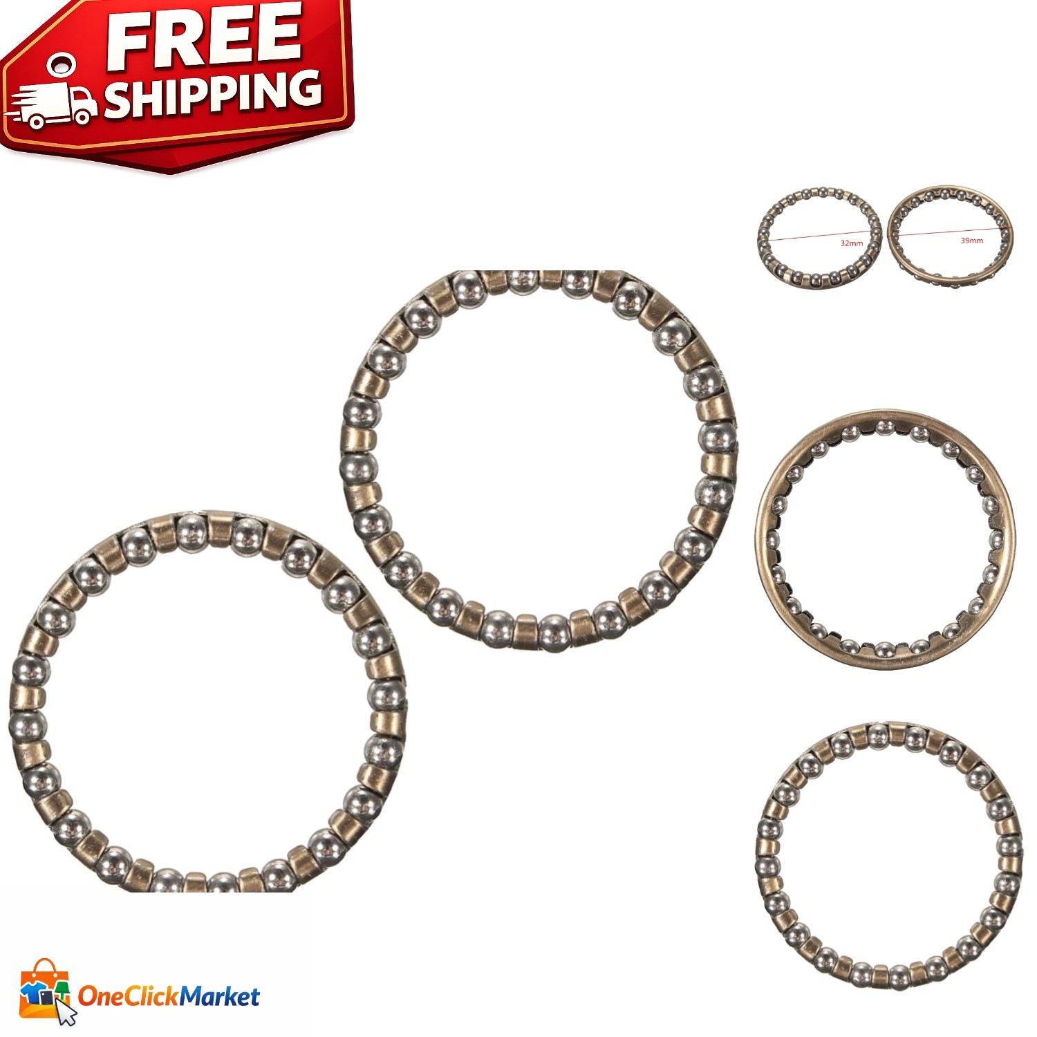 Precision 1 1/8" Caged Ball Bearings - 2 Pieces for Ultimate Bike Performance