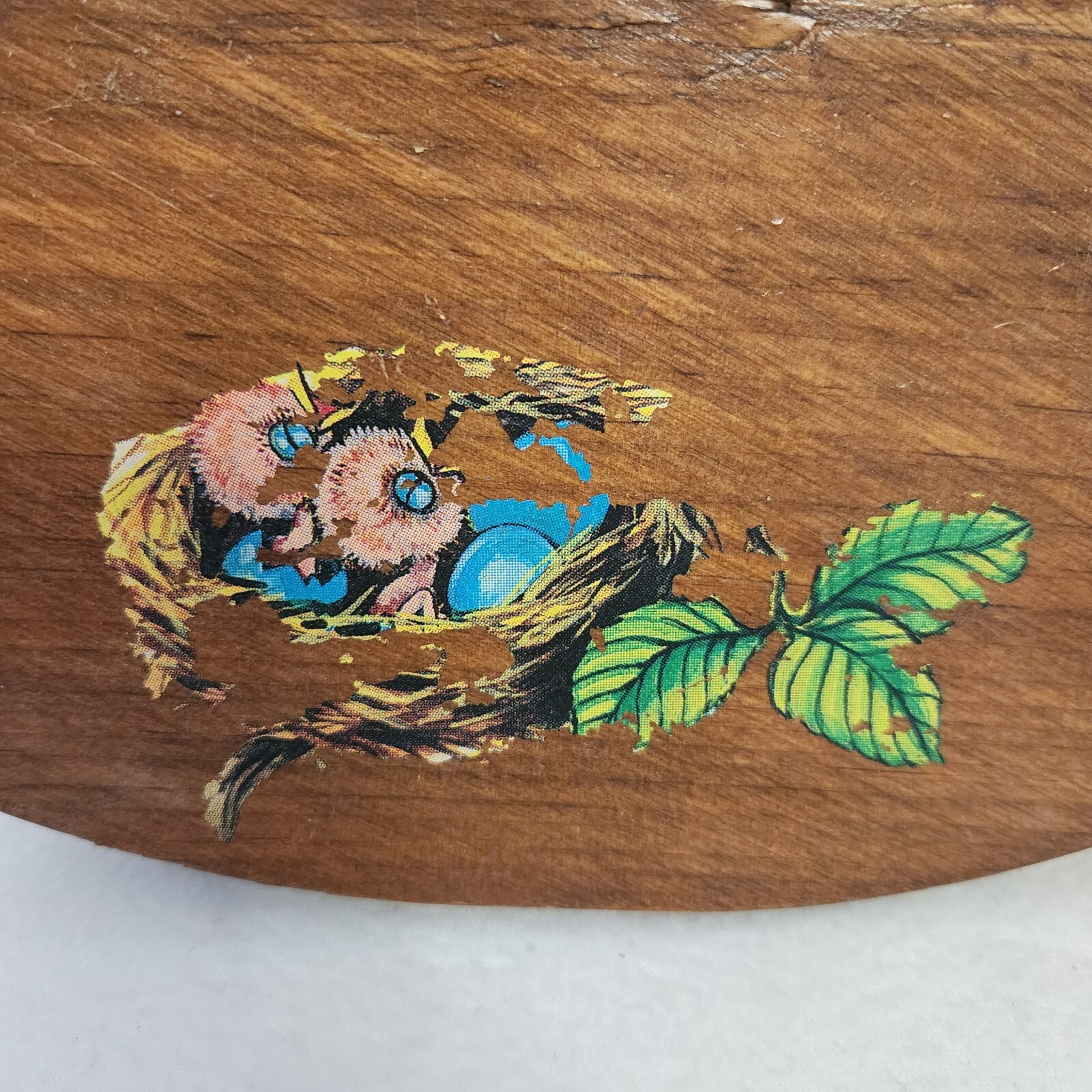 Vintage Oval Wooden Child's Decoupaged Stool Honey Bees READING PLAY TEA PARTY