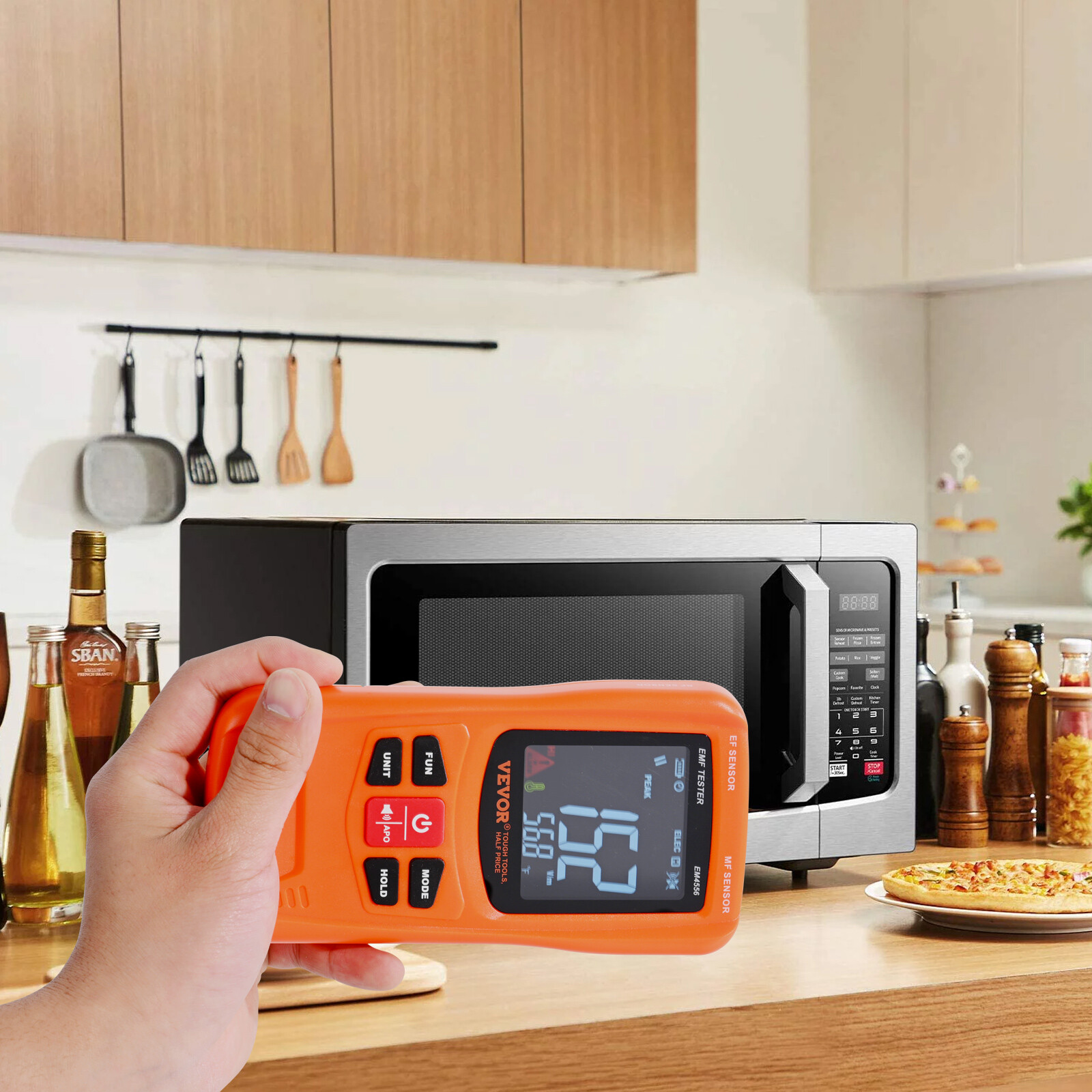 VEVOR Digital LCD 3-in-1 EMF Meter Electromagnetic Radiation Detector RF 5G