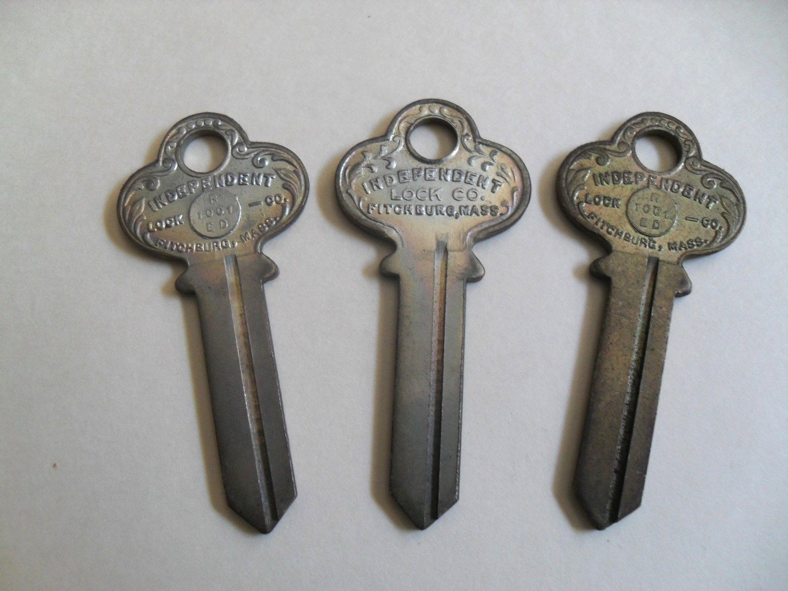(3) Vintage, Fancy 1001ED Lockset Key Blanks Independent Lock Company