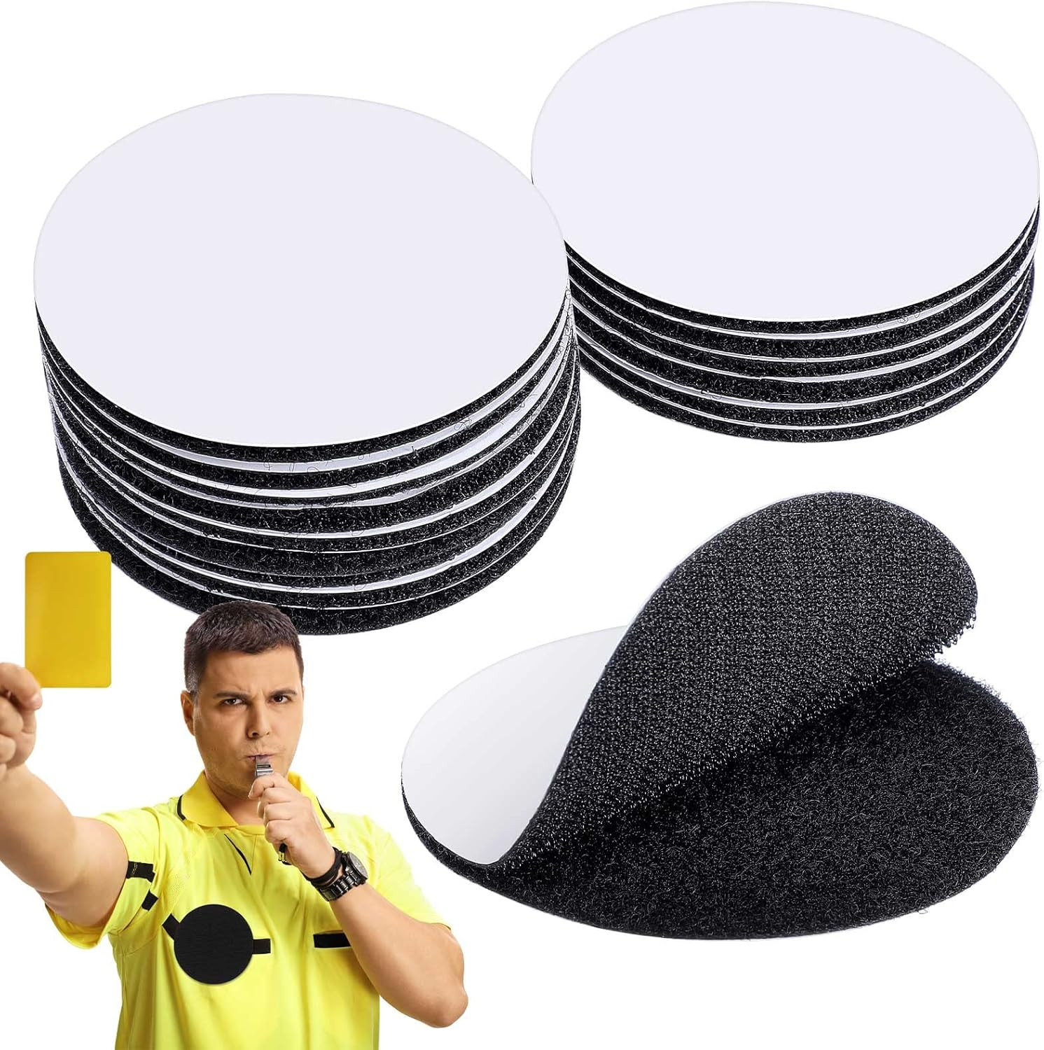 CHENGU 12 Pairs Referee Patch Hook and Loop Dots 3 Inch Self Sticky Circle round