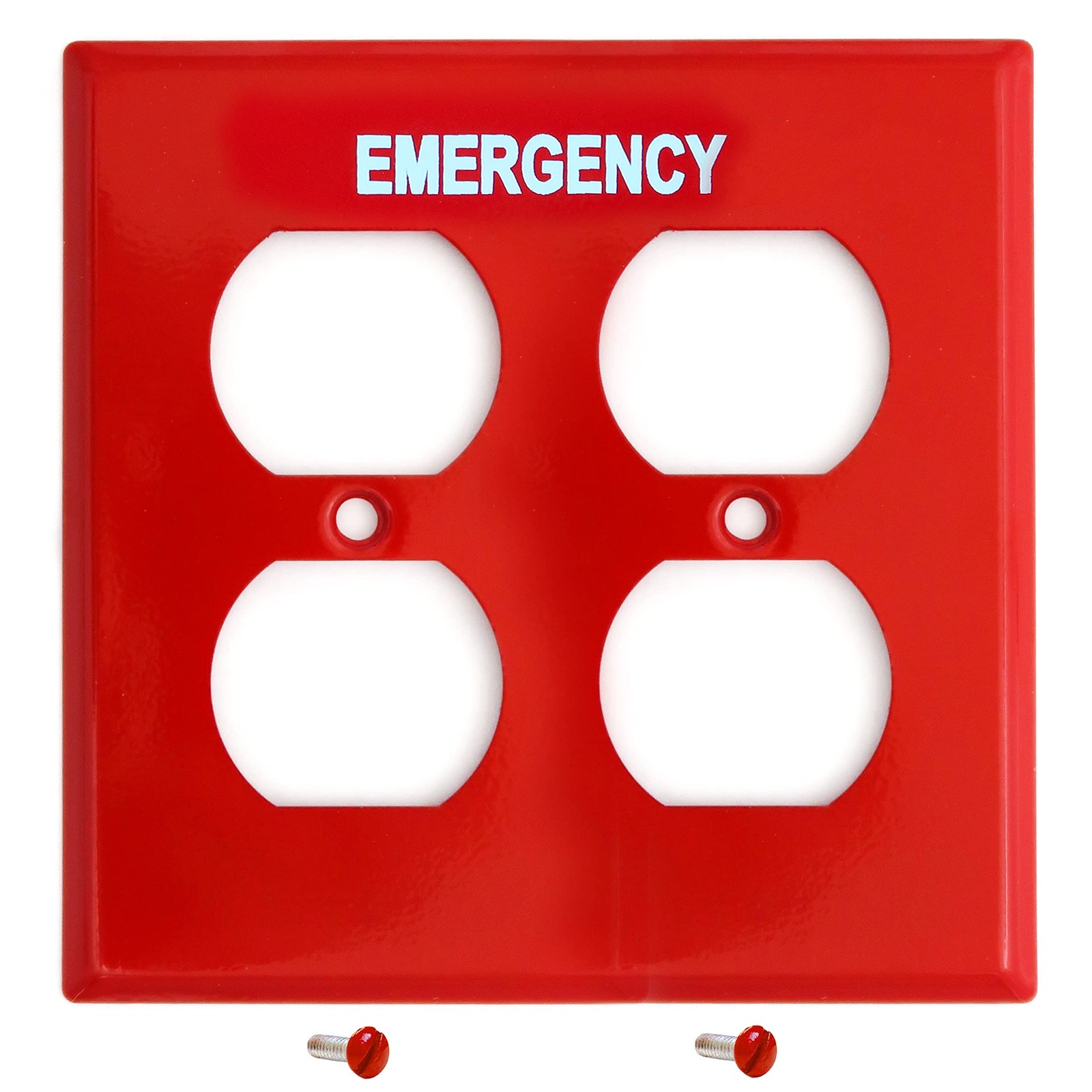 Emergency Red Outlet Covers, Duplex Receptacle Switch Wall Plate, 2-Gang Standar