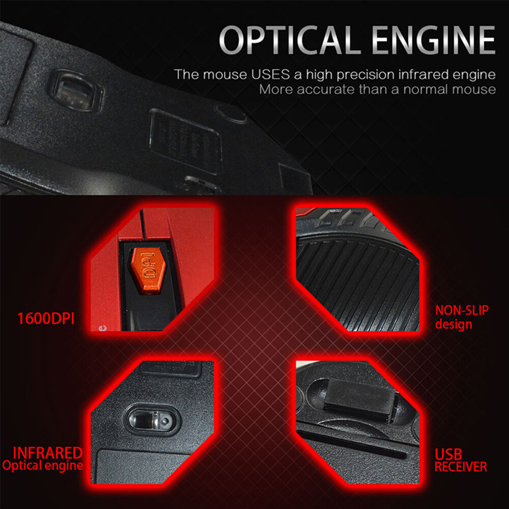 Wireless Gaming Mouse 2.4G Portable Optical Desktop Laptop - 6 Buttons BLACK USA
