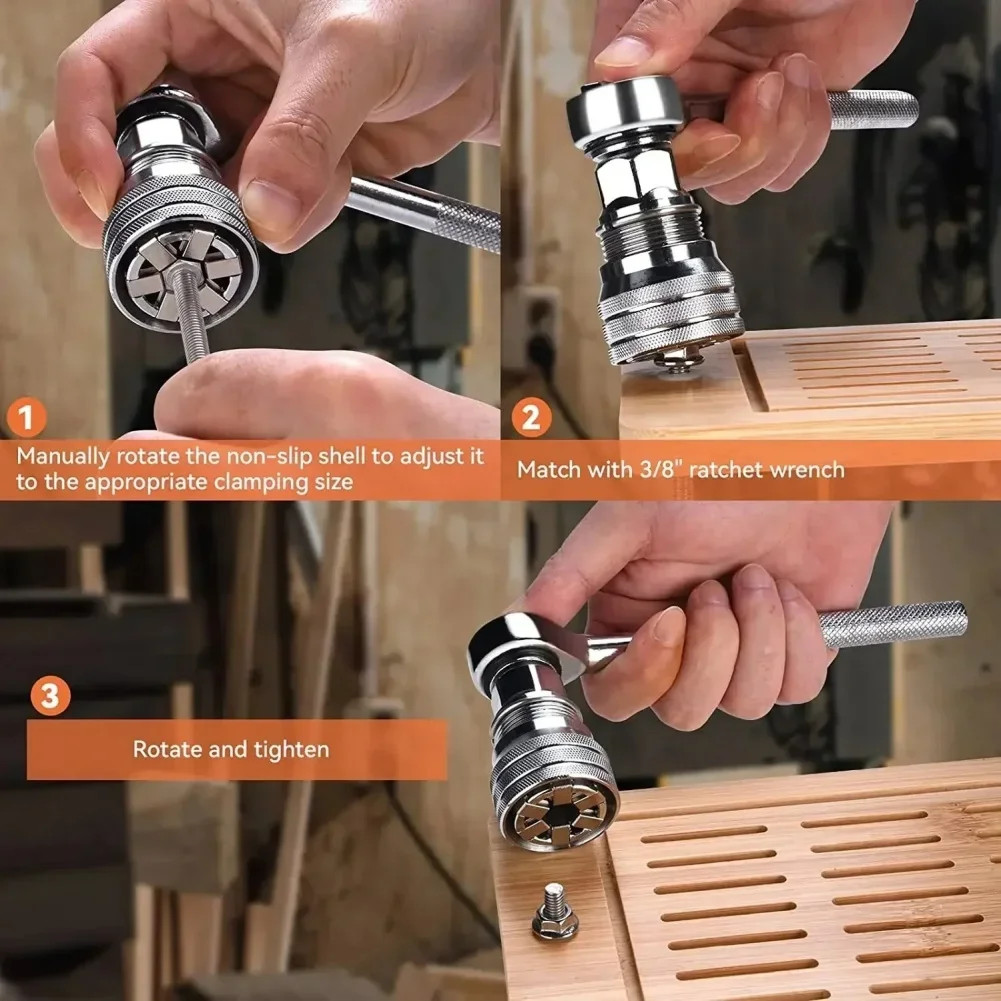 10-19mm Universal Socket Tool Adjustable Multifunction Wrench Sleeve Adapter Kit