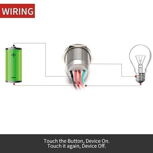 Stepless Touch Switch 19mm LED Dimmer Latching Switch DC 6V to 24V Blue White LE