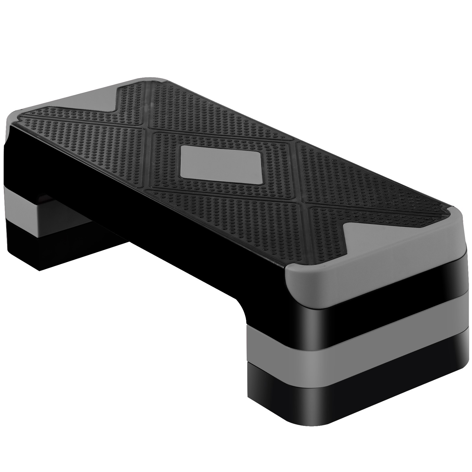 Aerobic Step Platform Exercise Step Adjustable Height 4"-6''-8' w/4 Risers Grey