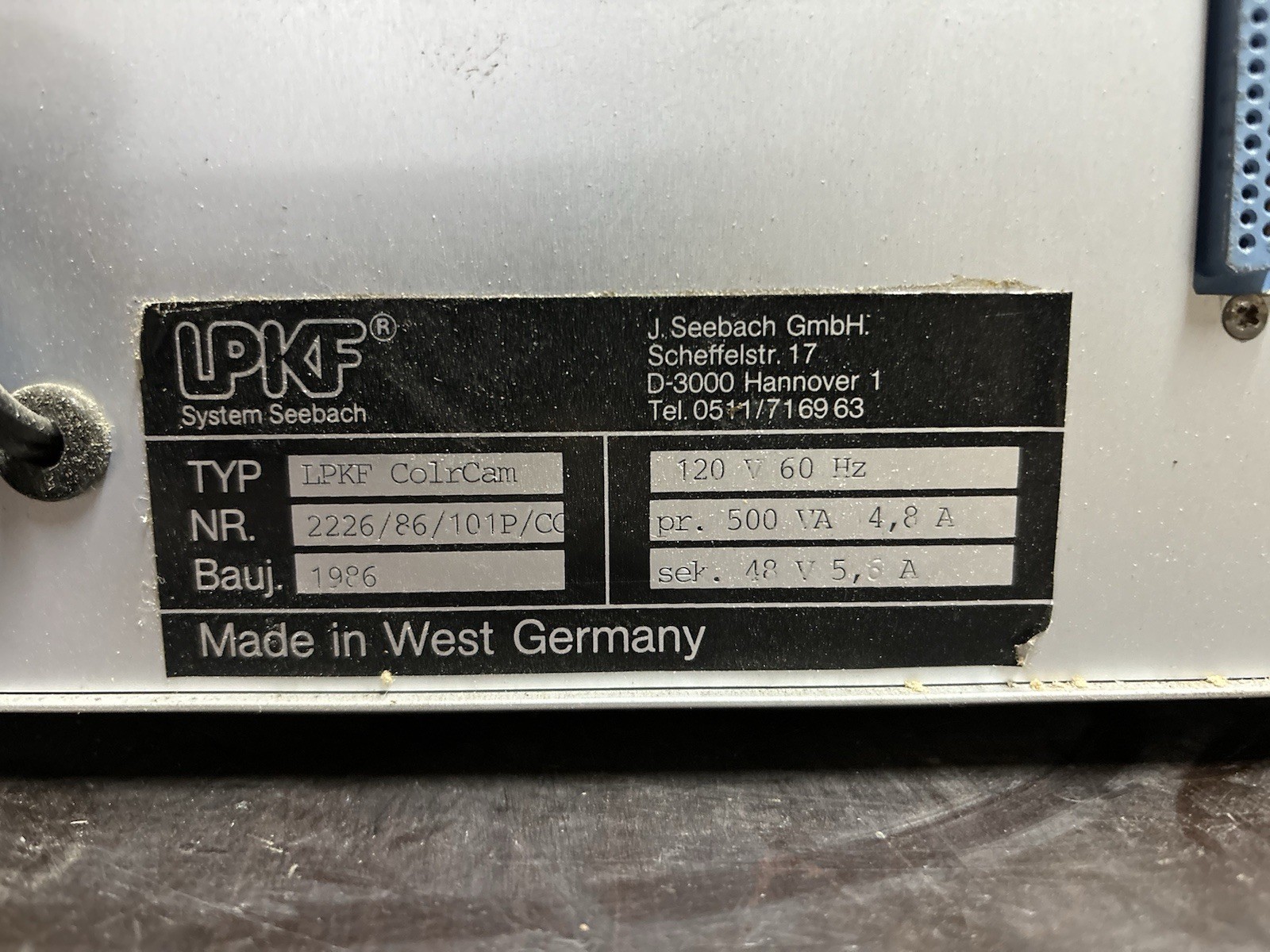 LPKF SYSTEM SEEBACH MACHINE CONTROL COLRCAM CONTROLLER 2226/86/101P/CC