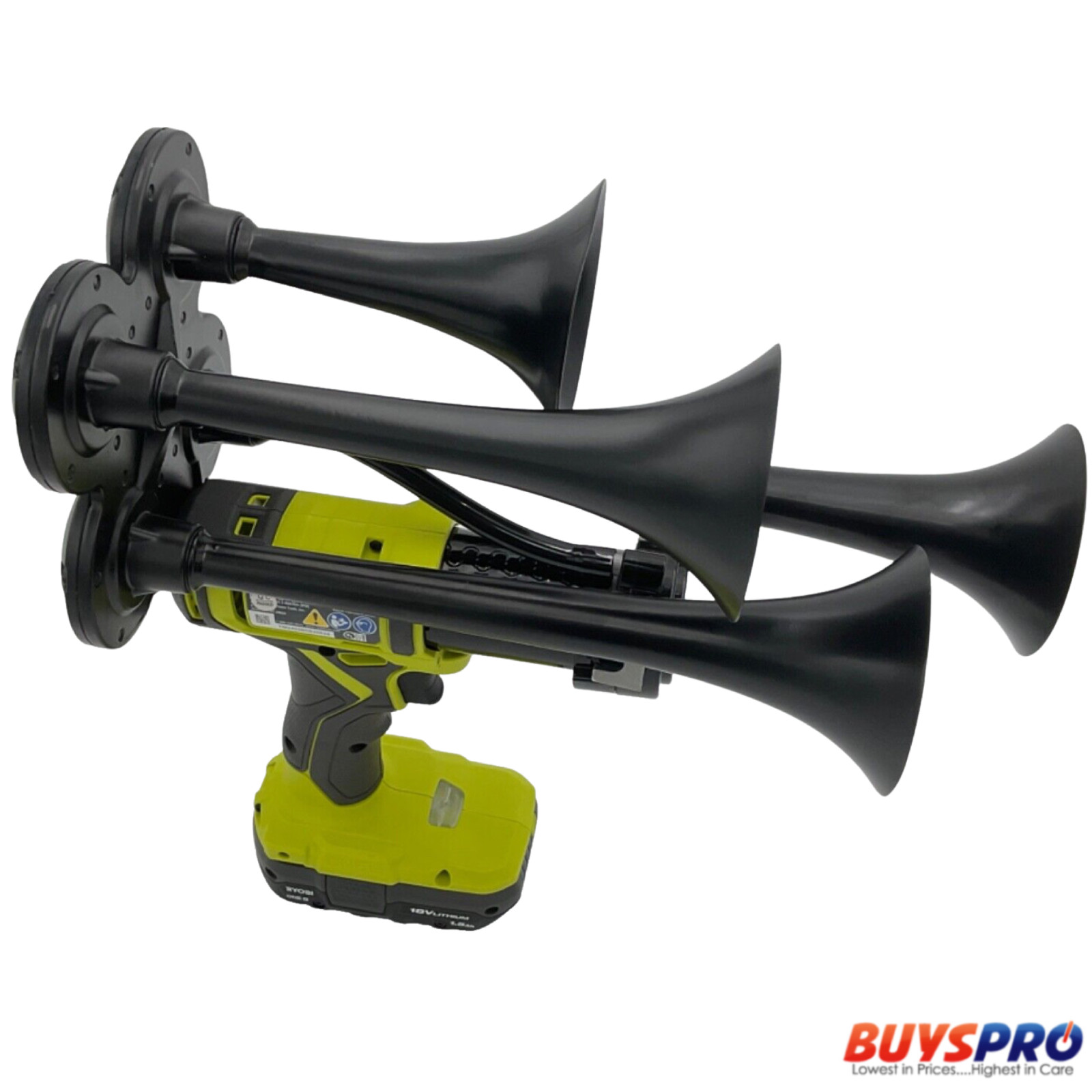 GatorBlast™ For Ryobi 18V Battery Drill Train impact 4 Horn Quad Air Trumpets