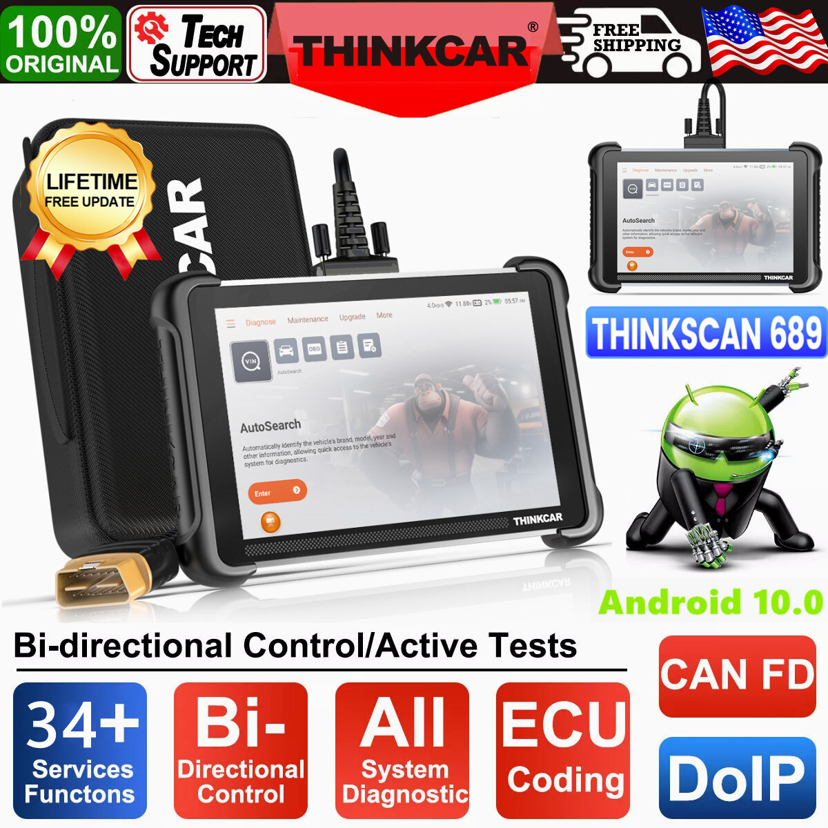 ThinkScan 689 OBD2 Auto Bidirectional Full System Diagnostic Scanner K.ey Coding
