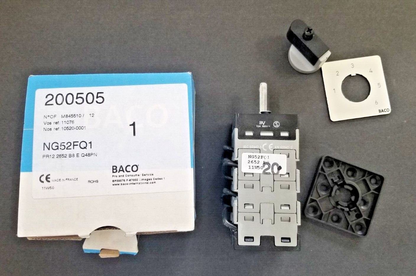 Baco PR12 2652 B8 E Q48PN - ND52FQ1 -  Rotary Cam Switch - New Old Stock In Box