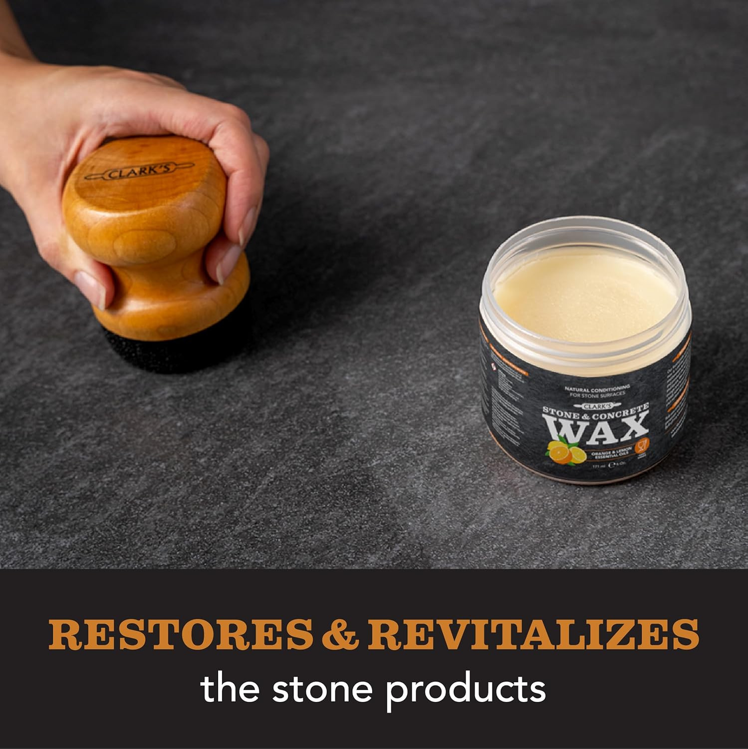 CLARK’S Stone and Concrete Wax - Soapstone Wax with Orange and Lemon Extracts -