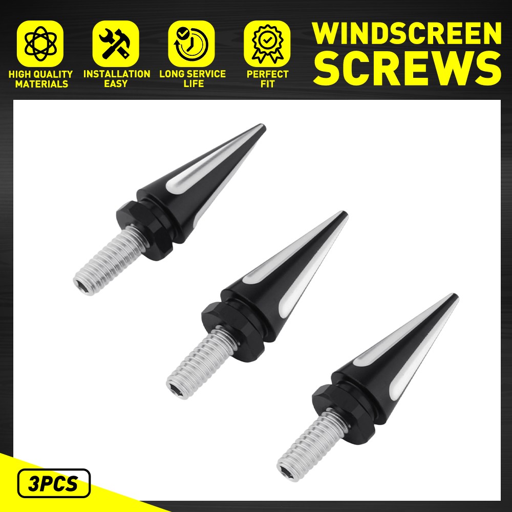 For Harley Street Electra Glide 1996-2013 Windshield Spike Screw Bolts Set 3Pcs