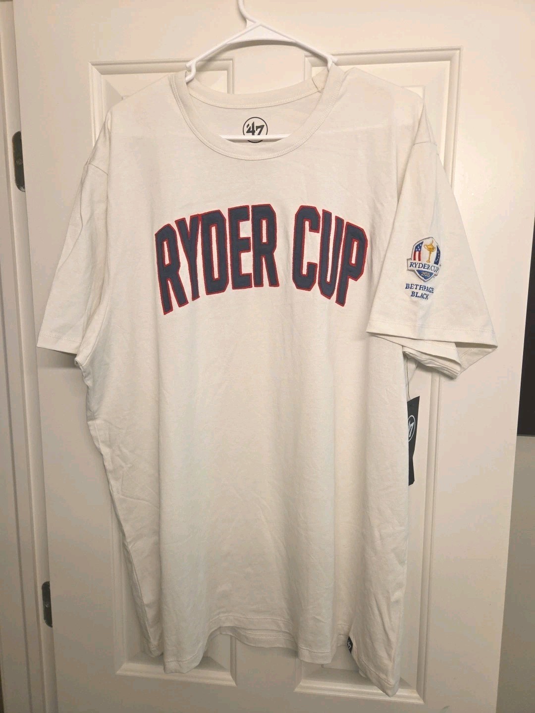 Ryder Cup Mens T Shirt XXL Bethpage Black 2025 '47 Golf White Raised Embroidery
