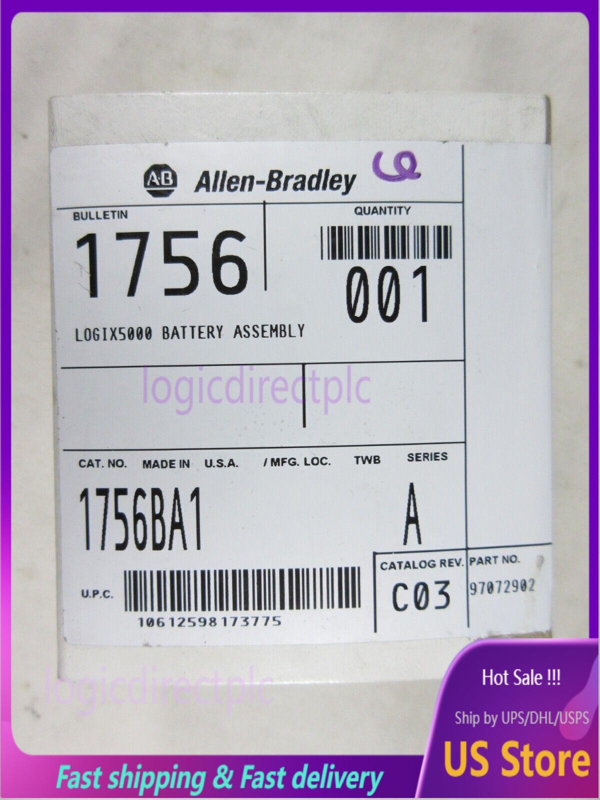 Allen Bradley, ControlLogix, Battery Assembly, 1756-BA1, New, Sealed Box