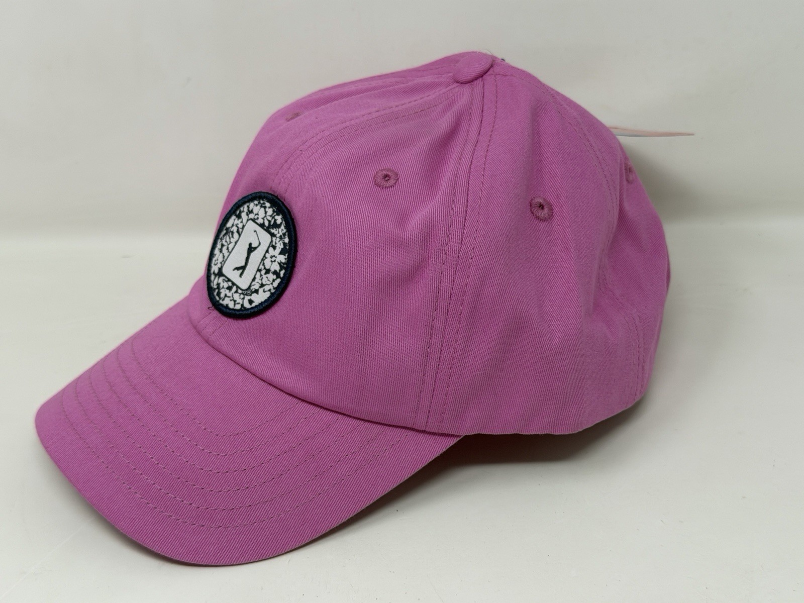 PGA Tour Course Essentials Classic Cap Hat With Floral Patch Pink Golf Hat NWT