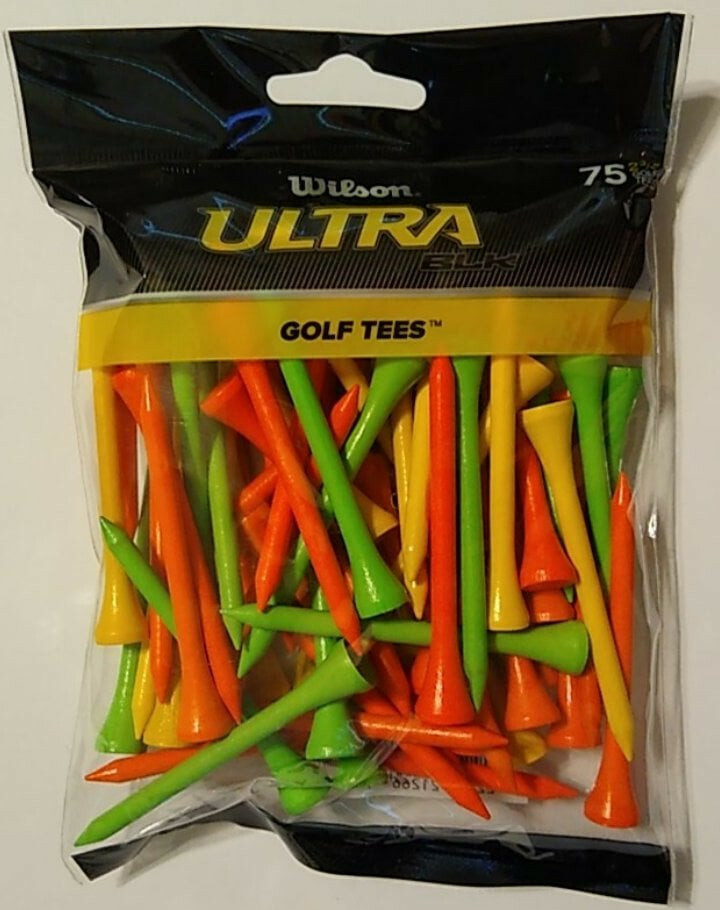 🔥 Wilson Ultra Golf Tees 75pc 2-3/4" Yellow, Green, Orange Hardwood Traditional