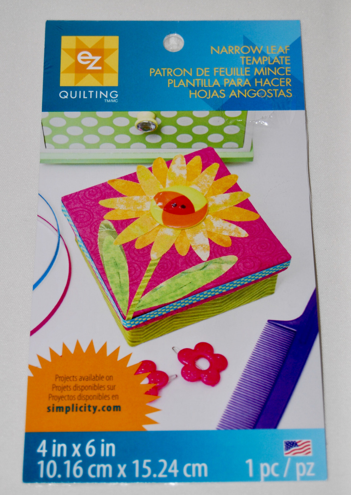 New EZ Quilting 4 in x 6 in Plastic Narrow Leaf Petal Appliqué Quilt Template