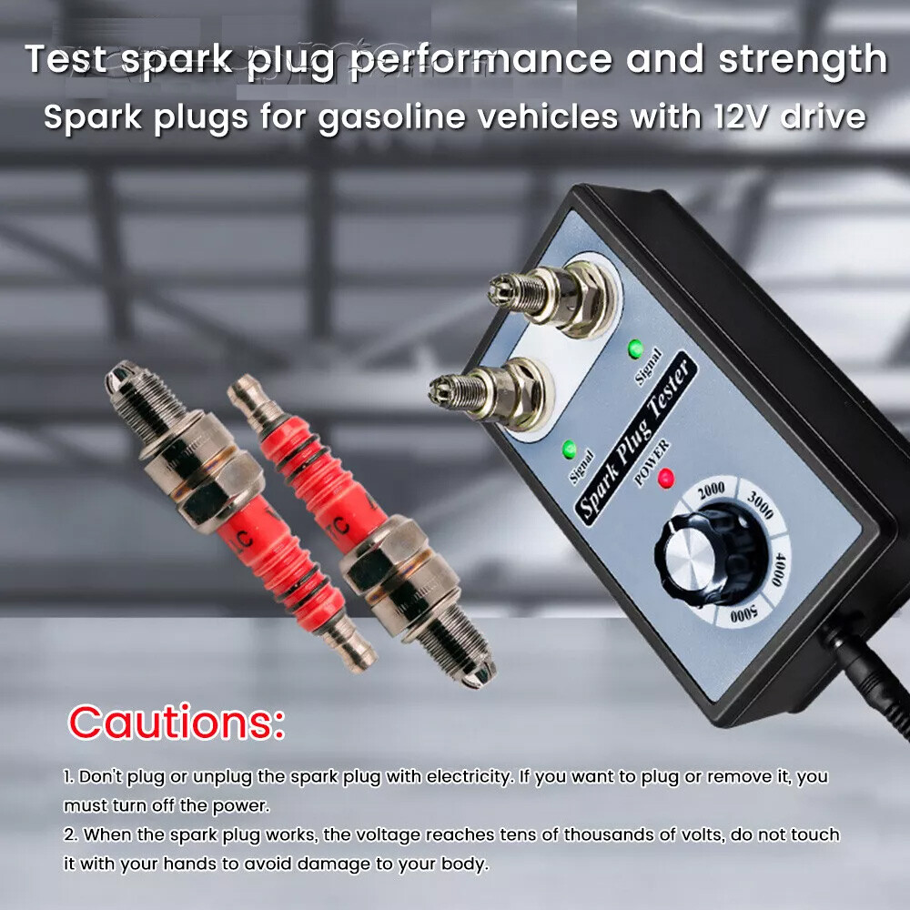 12V Spark Plug Tester Dual Hole Diagnostic Tool Gasoline Car Ignition Analyzer