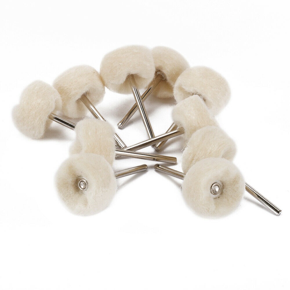 10Pcs Fine Wool 1/8" Shank Soft Polishing Brush Buffing Wheel  Rotary Tool A