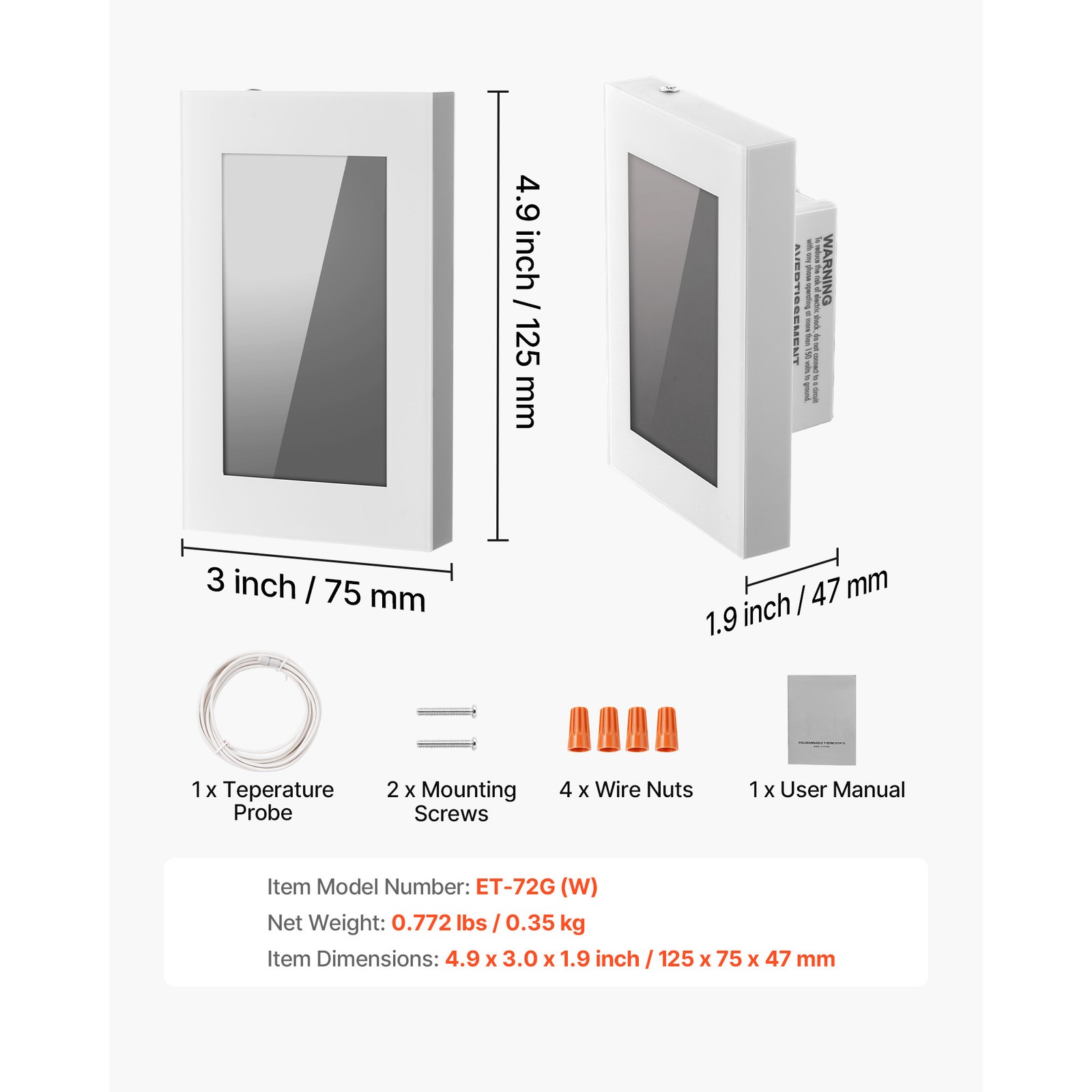 7 Day Programmable Thermostat for Underfloor Heating Pump LCD Touchscreen