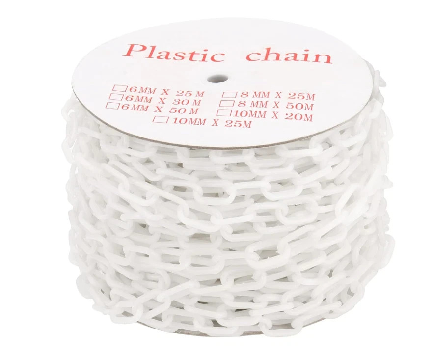 164Ft White Plastic Chain Links Crowd Control Barrier Lightweight Decor Line