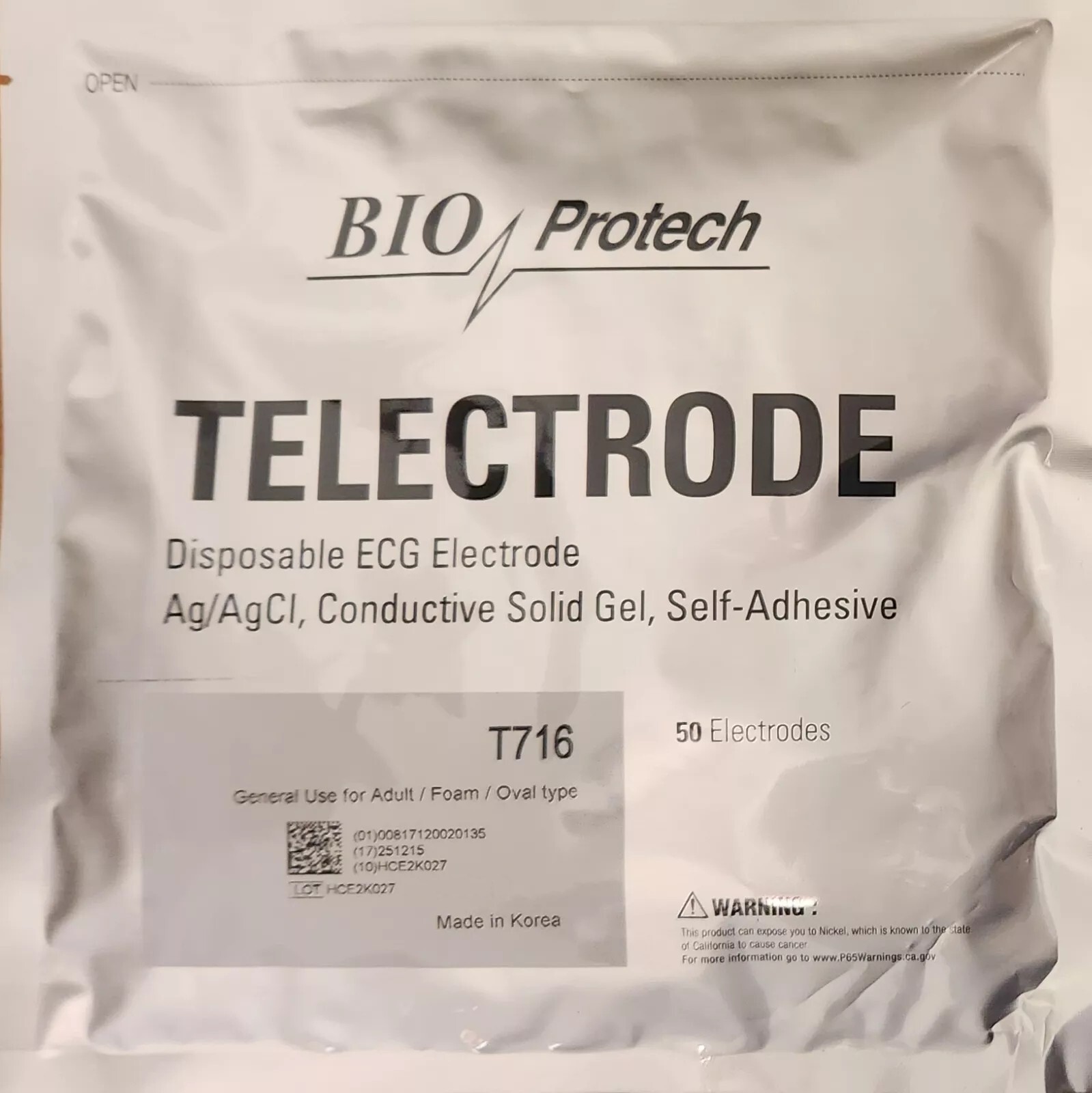 BioProtech T716 ECG EKG Monitoring Foam Electrode - 8000 Electrodes 50pc x 160