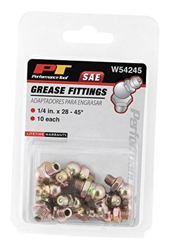 W54245 1/4-Inch x 28-Inch 45 Grease Fitting, (Pack of 10)