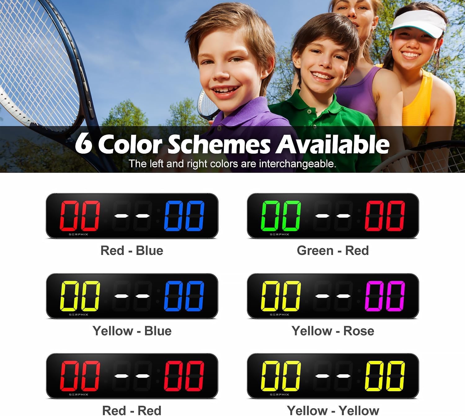 15.2" Large Digital Scoreboard, Variable LED Color, Timer Clock, Tabletop Ele...