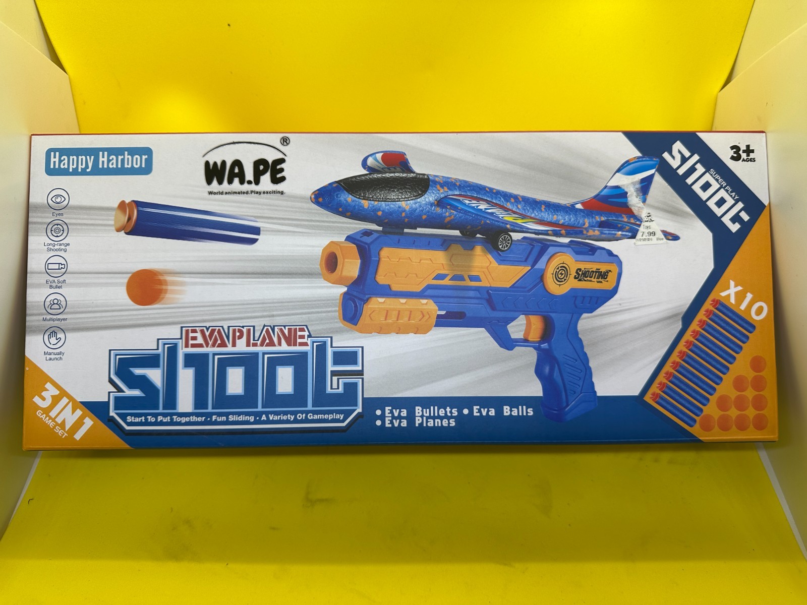 EVA Foam Airplane Launcher Gun Set w/ Darts & Balls 3-in-1 Outdoor Toy LG188301