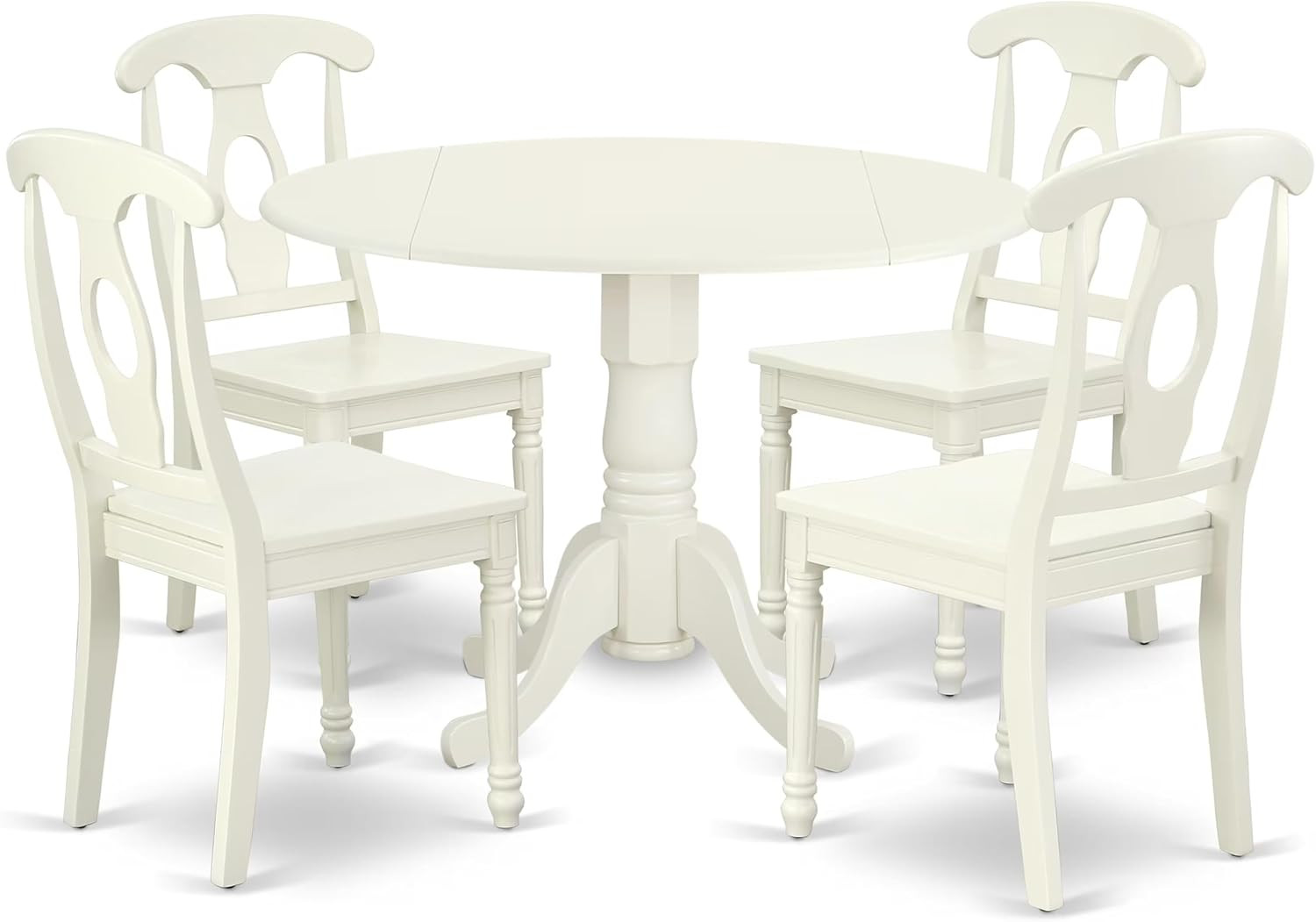 DLKE5-LWH-W 5 Piece Dining Room Furniture Set Includes a round Kitchen Table wit