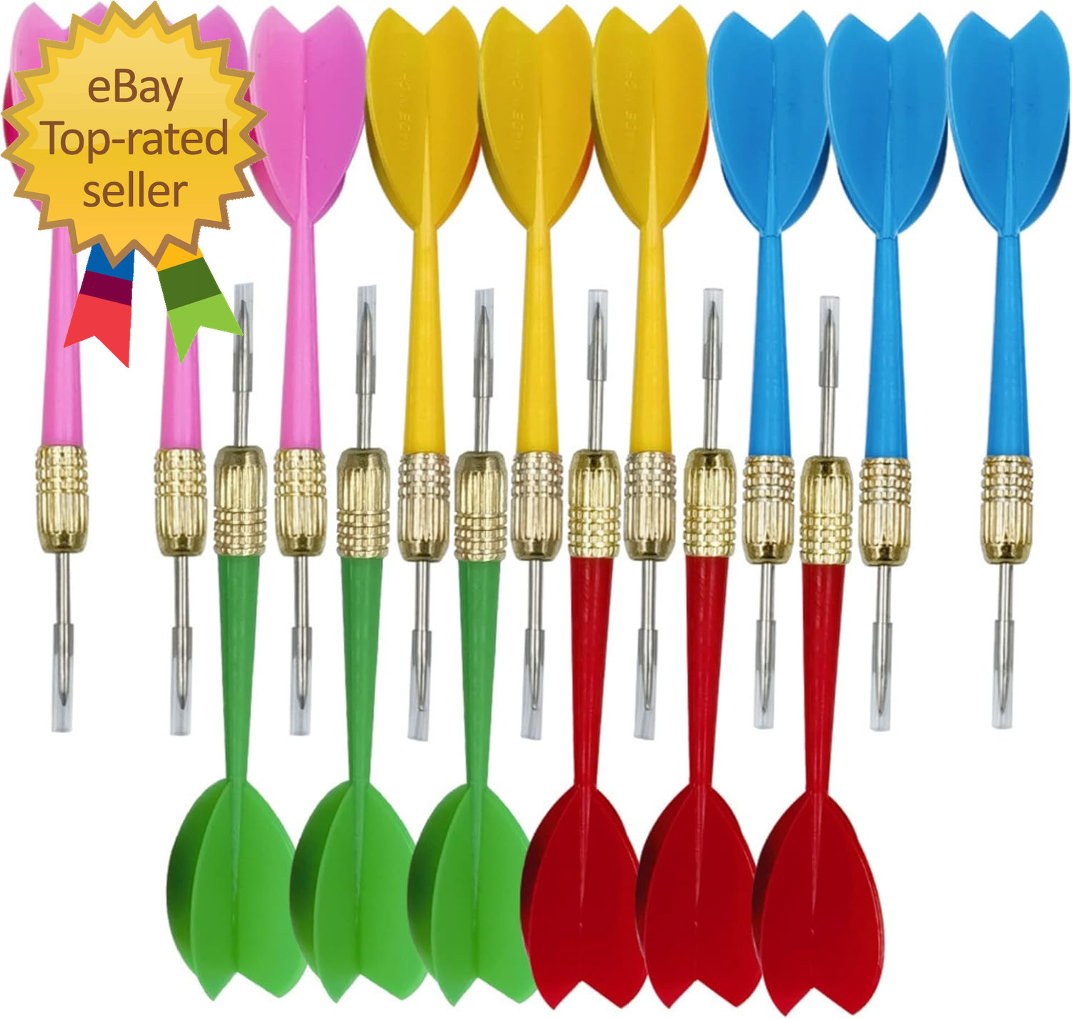15Pcs Tip Dart Colorful Plastic Set Steel  Metal Darts for Dartboard in new