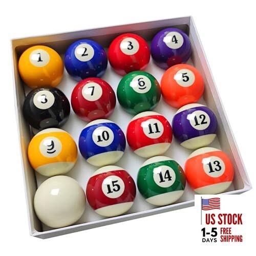 2-1/4" Pool Balls Billiard Set - 16 Resin Balls, Regulation Size & Weight,