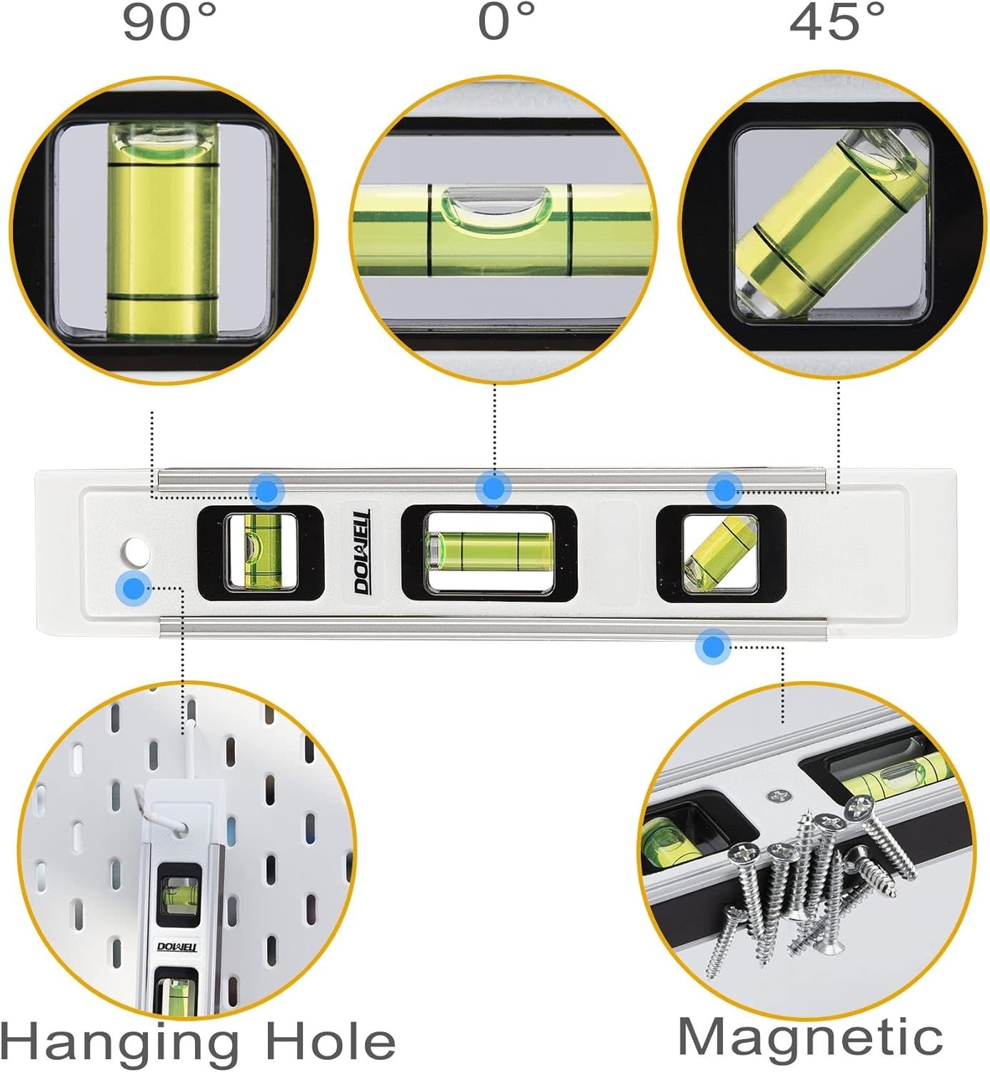 Compact 9-Inch Magnetic Spirit Level - Durable Alloy Frame with High Visibility