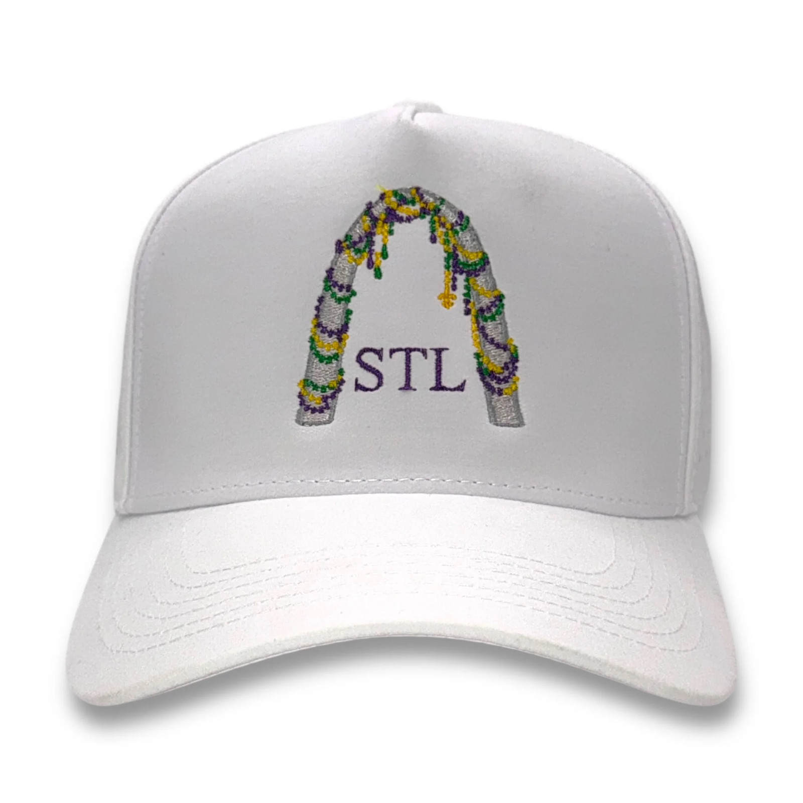 St. Marti Gras White Performance Embroidered Hat Mad Capper