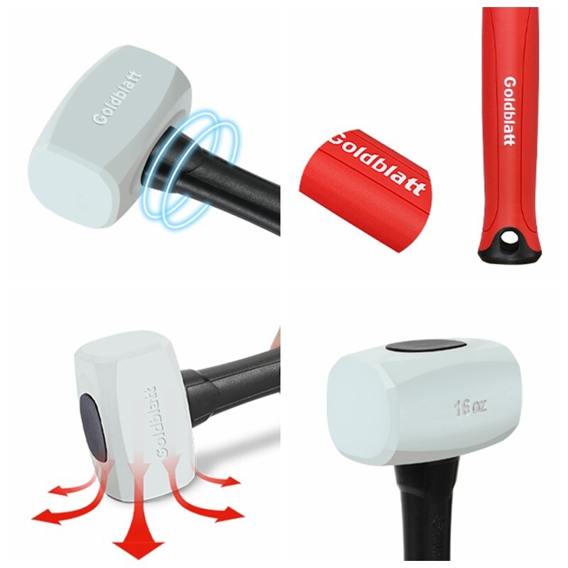 Goldblatt Rubber Mallet 16 oz with Solid Head & Soft-grip Handle Metal