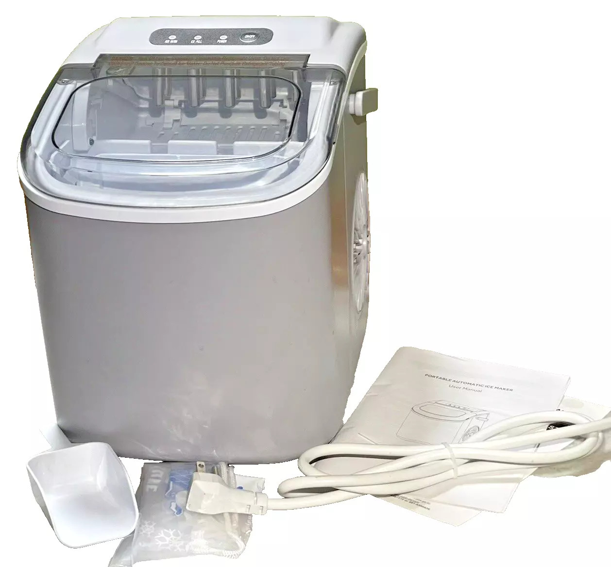 AGLUCKY PORTABLE ICE MAKER MACHINE COUNTERTOP WITH HANDLE - GRAY