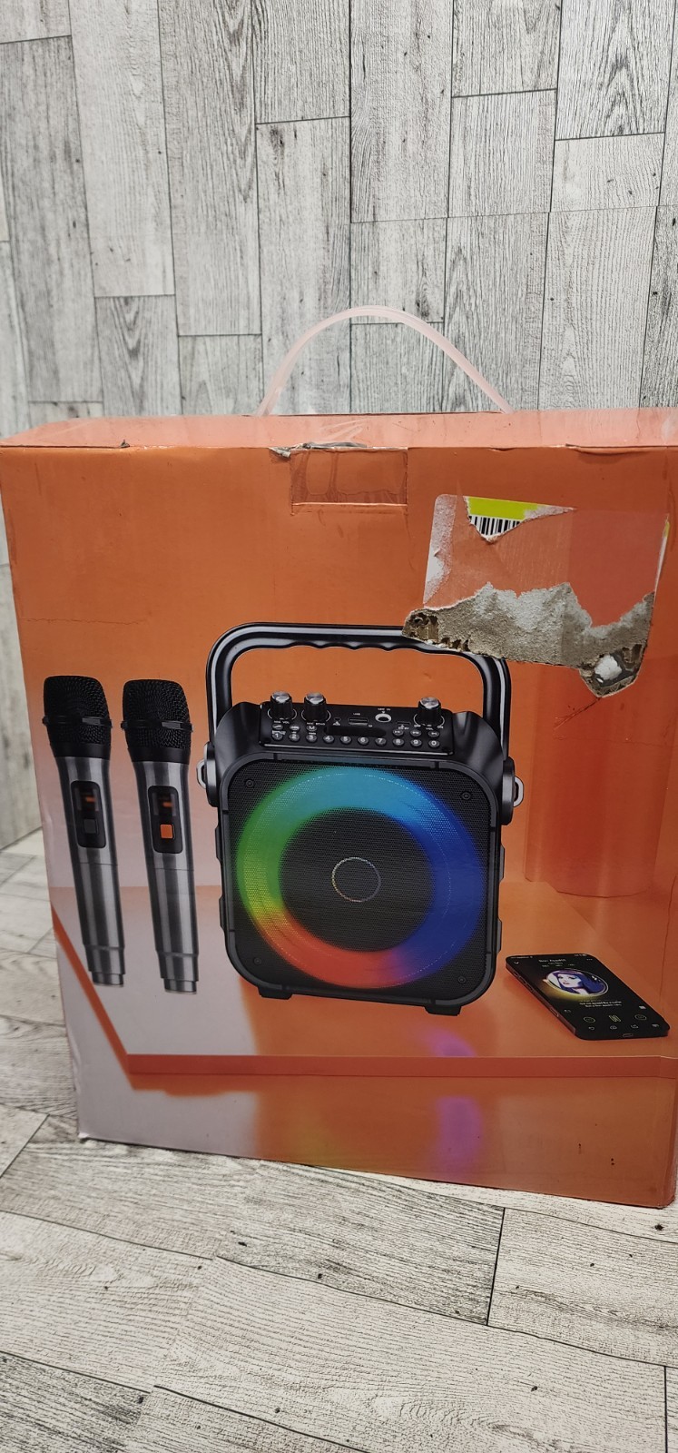 Karaoke Machine, Portable Bluetooth Speaker with 2 Wireless Microphones